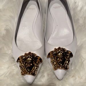 Versace white Medusa flats (size 39.5)